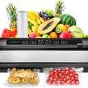 NutriChef Food Vacuum Sealer Machine, Stainless Steel & ABS Body, Automatic Sealing System for Dry and Moist Foods, LED Touch Controls, Includes Bags, Hose & Roll Cutter, 110W Suction Power, 14"x6"