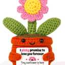 Handmade Positive Crochet Pink Sunflower Potted Plant with Card, I Love You Gift for Partner Lover, Birthday Valentines Day, Wedding Anniversary for Her Wife Girlfriend, Sunflower Desk Decor