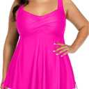 Aqua Eve Plus Size Two Piece Swimsuits for Women Tankini Bathing Suits Flowy Swim Dress with Shorts 4XL