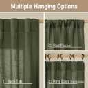 LAMIT Olive Green Linen Curtains 63 Inch for Bedroom, Light Filtering Neutral Semi Sheer Window Curtains Back Tab and Rod Pocket Christmas Panels, 2 Panels, 52 x 63 Inch