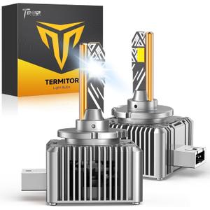 D1S Light Bulbs, 55,000LM 10X Brighter 6500K Cool White, 1:1 D1S HID Bulb size, IP68 Waterproof, 3-Minute Install, 85k Hrs Lifespan, Pack of 2