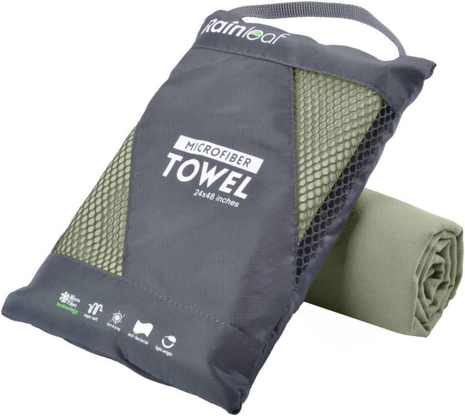 Rainleaf Microfiber Towel Perfect Travel & Gym & Camping Towel. Quick Dry - Super Absorbent - Ultra Compact - Lightweight. Suitable for Trip, Beach, Shower, Backpacking, Pool (40.00" x 20.00", Army Green)