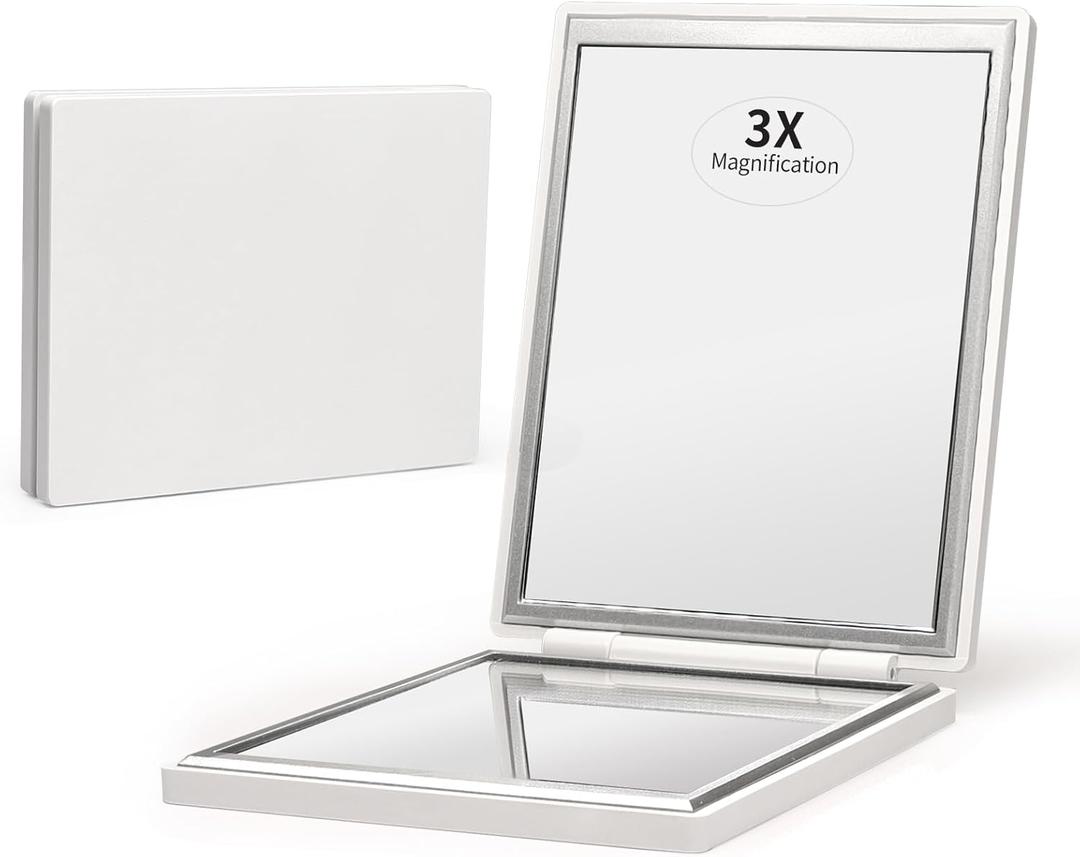 Kintion Compact Mirror, 1x/3x Portable Travel Mirror for Pocket Purse Handbag, White