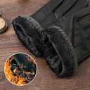 Italian Sheepskin Leather Gloves for Men, Winter Warm Fleece Lined Touch Screen Driving Glove (Medium)