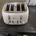 Keenstone Toaster 4 Slice, Retro Stainless Steel Wide Slot Toaster with Dual Independent Controls, 6 Browning Levels, Bagel, Defrost, Reheat & Cancel, Removable Crumb Tray, White