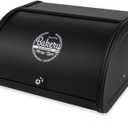 Home by Jackie Inc X458 Black Metal Bread Box/Bin/kitchen Storage Containers with Roll Top Lid (Black)