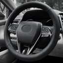 Steering Wheel Cover Standard Size 14.5-15 inch, Non-Slip Car Wheel Cover Protector, Breathable Microfiber Leather, Black