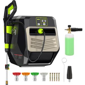 Wall Mounted Pressure Washer - Max 5500 PSI 3.6 GPM, 5 Levers Power Washer with 100FT Retractable Hose for Car/Driveway, Automatic Rewind, Any Length Lock, Black