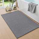 DEXI Bathroom Rugs 24x36, Non Slip Washable Bath Mat, Absorbent Chenille Bathmat, Ultra Soft Thick Carpet for Tub Shower Floor, Grey