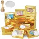 COTOPHER Soap Box, 30Pcs Small Soap Packaging Boxes 3.5x2.35x1.2 Inch Mini Kraft Boxes with Window Soap Boxes for Homemade Soap Candy Chocolate Bakery Cookies Soap Packaging (Gold)