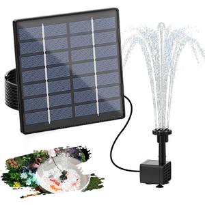 AISITIN Solar Water Pump for Outdoor Features, 2026 Upgraded DIY Fountain Kit With 6 Nozzles, 9.8ft Power Cord, for Bird Bath, Ponds, Garden, Fish Tank Solar Powered Water Fountain Pump