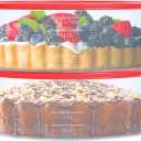 2 Pack Pie Carrier Cake Storage Container with Lid | 10.5" Large Round Plastic Cupcake Cheesecake Muffin Flan Cookie Tortilla Holder Storage Containers Airtight | Pie Keeper Transport Container