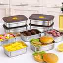 10 Pack Stainless Steel Food Storage Containers with Airtight Leak-Proof Lids, 34oz Reusable Meal Prep Lunch Boxes, Freezer & Dishwasher Safe Metal Containers for Leftovers & Snacks