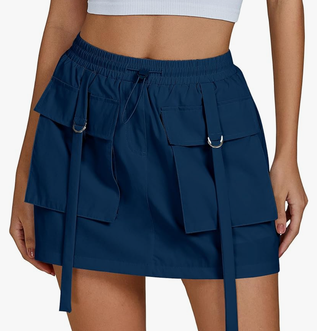 luvamia Skorts for Woman High Waisted Cargo Pocket Elastic Waist Fast Dry Casual Hiking Tennis Sports Skirts with Shorts Size M