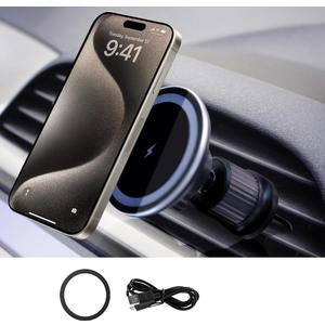 Brookstone Magnetic Car Phone Holder Mount for Car - Glass Panel Design, Magsafe Car Mount for iPhone 15 14 13 Pro Plus Max Mini & All Phones - Hands Free Car Mount with Wireless Charging Support