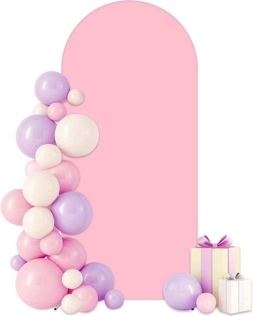 6FT Pink Arch Cover,Double-Sided Stretchy Backdrop Spandex Fitted Arch Stand Covers Round Top Chiara Arch Backdrop Stands Cover for Baby Shower Birthday Party Wedding Banquet Decoration (6 FT)