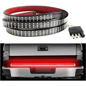 60" Car Tailgate Light Bar, Sequential Vehicle Triple Row Tail Lamp Strip, Waterproof Automotive Running Brake Reverse Amber Turn Signal Light Bar Accessories, Universal Fit (Style3)