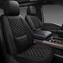 Car Seat Covers Full Set,Universal Fit for Cars,SUVs,Trucks,and Sedans with 5 Seats,Faux Leather Car Seat Cushion Compatible with Airbags,Waterproof Car Seat Protector Black
