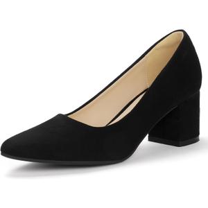 IDIFU Women's Pumps Closed Toe Low Chunky Block Heels Dress Shoes for Women Office Work Business Wedding Prom Shoes Trendy Comfortable Pointed Toe Short Thick Heels Pumps Size 7