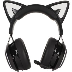 w ireless Gaming Headsets,RGB Light Cat Ear Headphone, Bluetooth w ireless Headphones,with Retractable 120 Degree Rotatable Mic for Laptops PCs (Black)