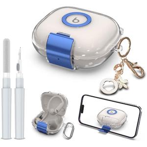 for Powerbeats Pro 2 Case with Secure Lock & Phone Stand, Soft TPU Clear Protective Cover Compatible with Beats Powerbeats Pro 2 Earbuds Accessories with Cleaner Kit & Bling Keychain (Clear)