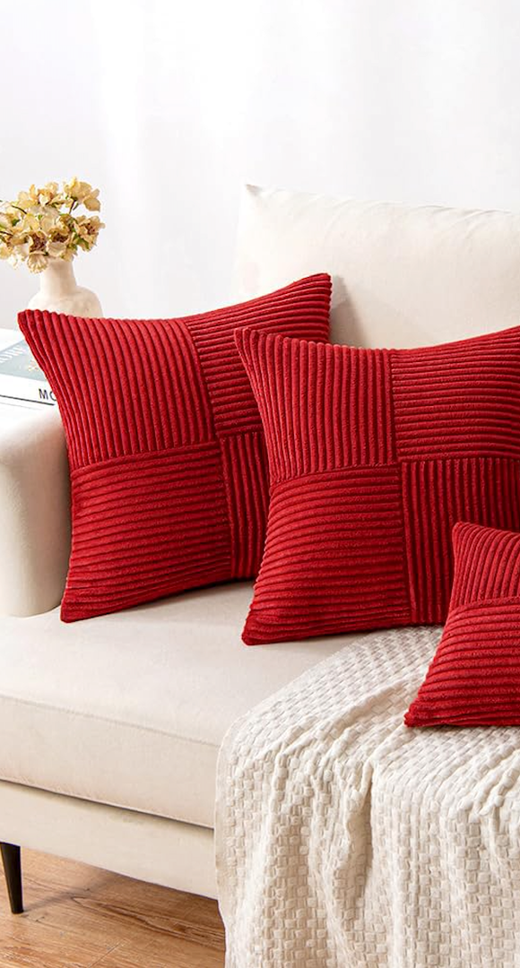 MIULEE Beige Corduroy Pillow Covers Pack of 2 Boho Decorative Spliced Throw Pillow Covers Soft Solid Couch Pillowcases Cross Patchwork Textured Cushion Covers for Living Room Bed Sofa 18x18 inch