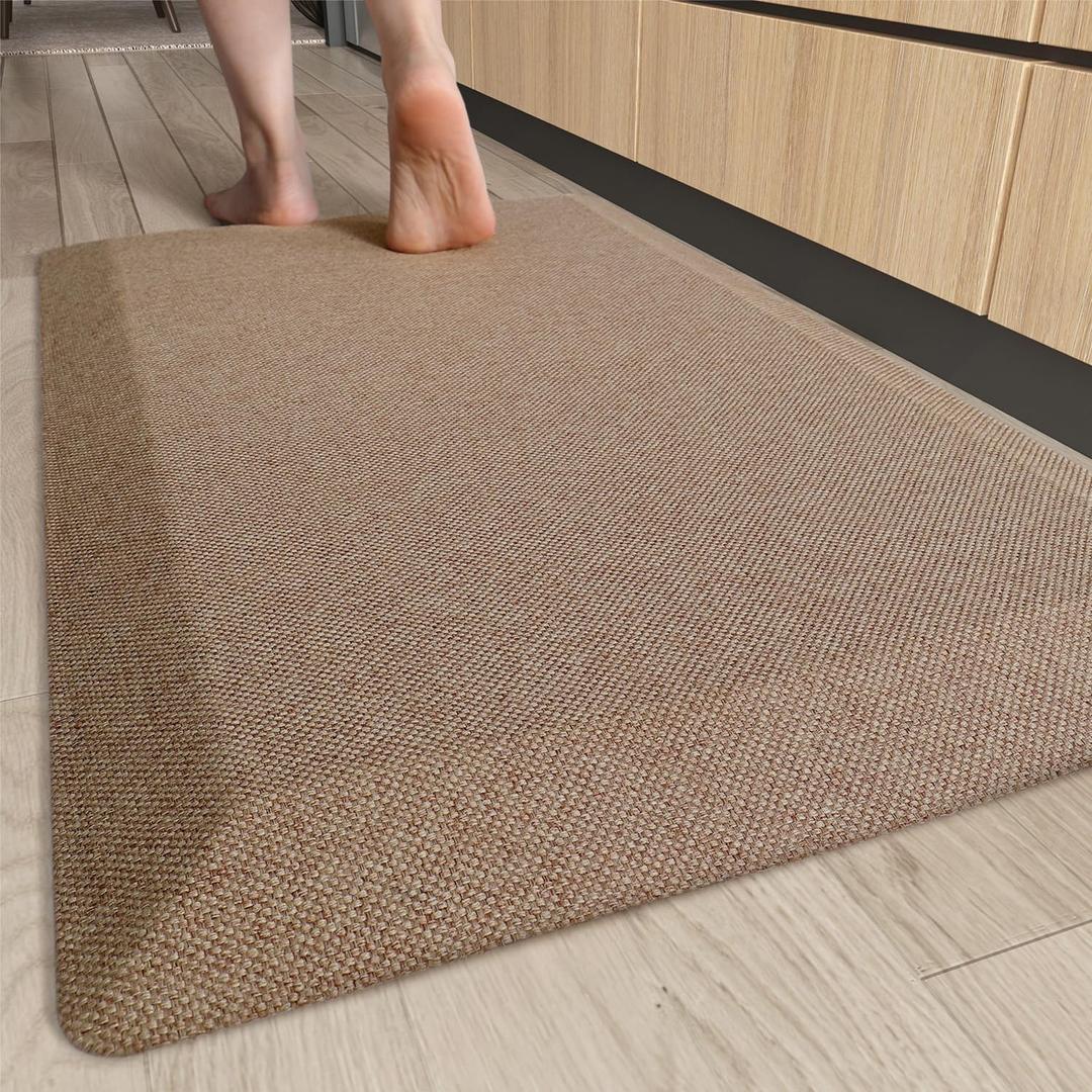Color&Geometry Anti Fatigue Cushion Mat for Home Office Comfort Standing 48"x20", 0.9 Inch Thick, Non-Slip Padded Ergonomic Floor Mat for Standing Desk, Kitchen Sink and Laundry, Khaki