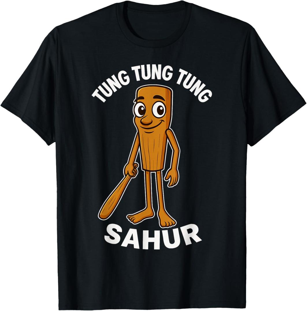 Kids Meme Italian Brainrot Tung Tung Tung Sahur T-Shirt (Black, M)