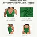 FeelinGirl Shapewear Bodysuits for Women Tummy Control Body Suits Deep V Neck Thong Body Shaper (Green, M)
