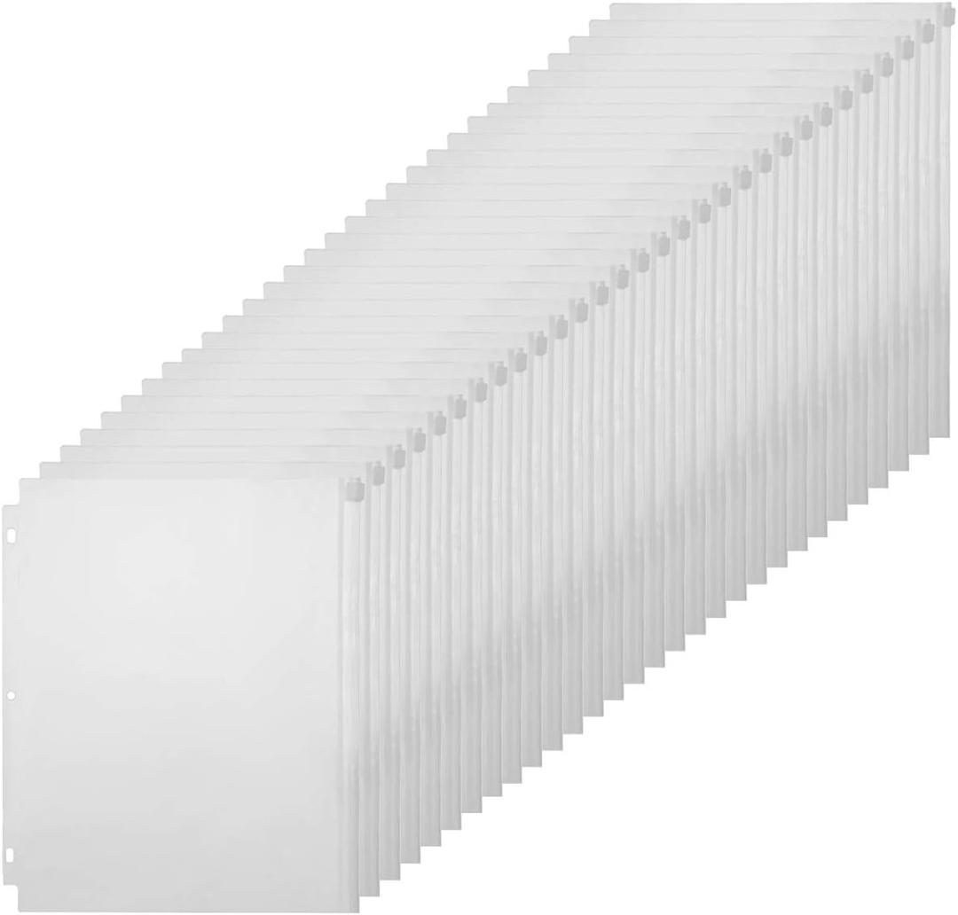 YoeeJob 30 Packs Binder Pockets for 3 Ring, 3 Hole Plastic Clear Zipper Binder Inserts Bulk for Office, School to Organize Files(Letter Size)