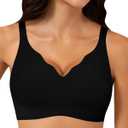 Wireless Bra Women Seamless Push Up Support Comfort V Neck Full Coverage Sleep T-Shirt Everyday Bras (Small)