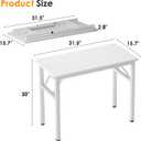 Need 31.5 Inch Folding Computer Desk for Small Spaces, White Study Foldable Writing Table for Home Office, Bedroom, Dorm Room & Student, No Assembly