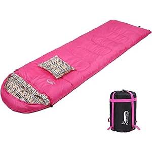 Desert & Fox Cotton Flannel Sleeping Bags with Pillow, 4 Season Warm & Cold Weather Envelope Compression Sack, Lightweight & Portable Backpacking Sleeping Bag for Outdoor Camping, Hiking, Traveling 