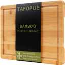 Bamboo Cutting Board, Wood Chopping Board with Juice Groove and Handle, 129 Inch Lightweight Kitchen Cutting Board for Fruit, Vegetables, Bread, Cheese, Snacks, Meat, BBQ, and Serving