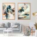 2 x Modern Abstract Line Canvas Wall Art Minimalist Blue Green Texture Wall Decor Picture Mid Century Gray Geometric Painting Print Graffiti Poster Artwork for Living Room Bedroom Office Decorate,Unframed (16L''x12W'')