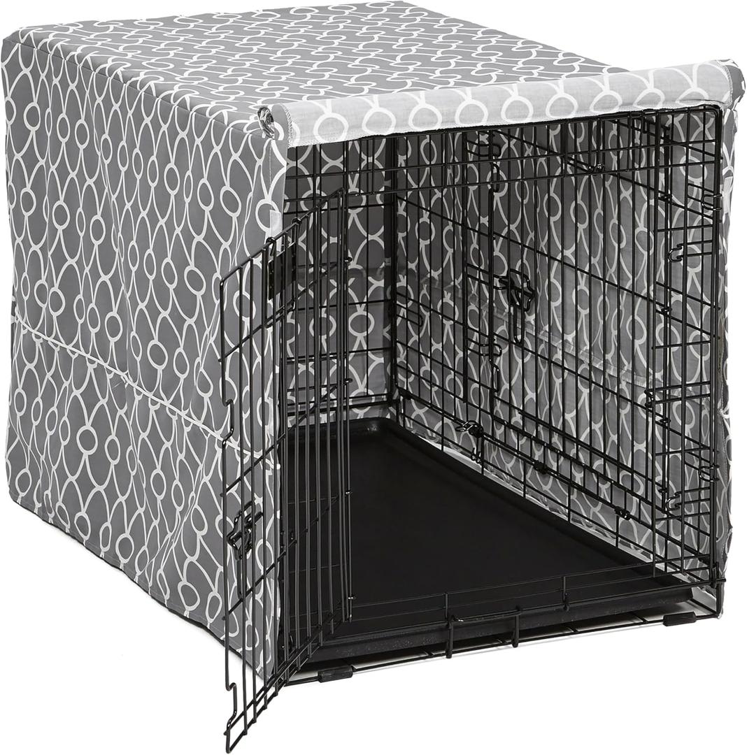 MidWest Homes for Pets Dog Crate Cover, Privacy Dog Crate Cover Fits Midwest Dog Crates, Crate Cover Only; Machine Wash & Dry; Gray Geo Print; 36 inch