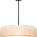 VONLUCE 3-Light Drum Chandeliers, 20" Pendant Light Fixture with 2-Layer Fabric Shade E26 Bases, Adjustable Swivel Joint Hanging Light Fixture for Bedroom Living Room Kitchen Hallway, Matte Black (20inch)