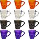 12Pcs Halloween Cups Skull Shaped Plastic Mugs Reusable Skeleton Cups 16oz for Whiskey,Beer, Wine, Juice, Bar Halloween Party Supplies