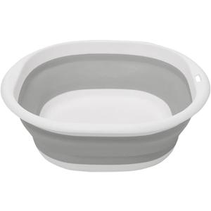 Hershii Collapsible Wash Basin Foldable Washing Dish Tub Portable Dishpan Organizer Color Contrast Space Saving Storage Container for Household Cleaning Camping Hiking Picnic (Medium, Grey+white)