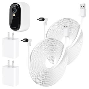 2Pack 25FT Power Cable Compatible with Arlo Essential 2K Outdoor Security Camera (2nd Generation), Flat Charging Cable, Weatherproof Outdoor Power Cord Charging Your Camera Continuously