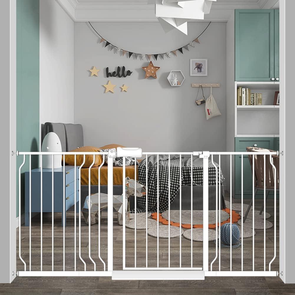 Extra Wide Long Baby Gates 62-67 Inch Stairs Doorways Pet Dog gate Indoor Outdoor Pressure Mount No Drill Walk Through Safety Child Gate (62.20"-66.93"/158-170cm)
