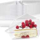 100 Pcs Cake Slice Containers with Lid, Single Clear Plastic Individual Carrier Transparent Disposable Triangle Boxes for Cheesecake, Flan, Cupcake, Sliced Dessert Pie - Take Out, Mini Desechables