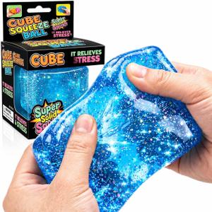 Squishy Stress Cube for Adults, Slow Rising Fidget Sensory Toy (Blue), Small