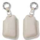 Genuine Leather Key Fob Cover Compatible with Cadillac 2021 2022 2023 2024 CT4 CT5 CT6 XT4 XT5 XT6 Escalade ESV, Key fob Case with Keychain & Lanyard for Cadillac Key Fob (6 Buttons, White)