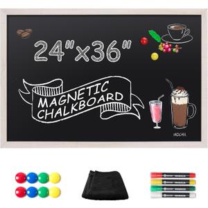 SELEAD Magnetic Chalkboard Words Sign - 24" x 36" Large White Frame Wall Decor Bulletin Chalk Board for Menu, Business, Restaurant, Farmhouse