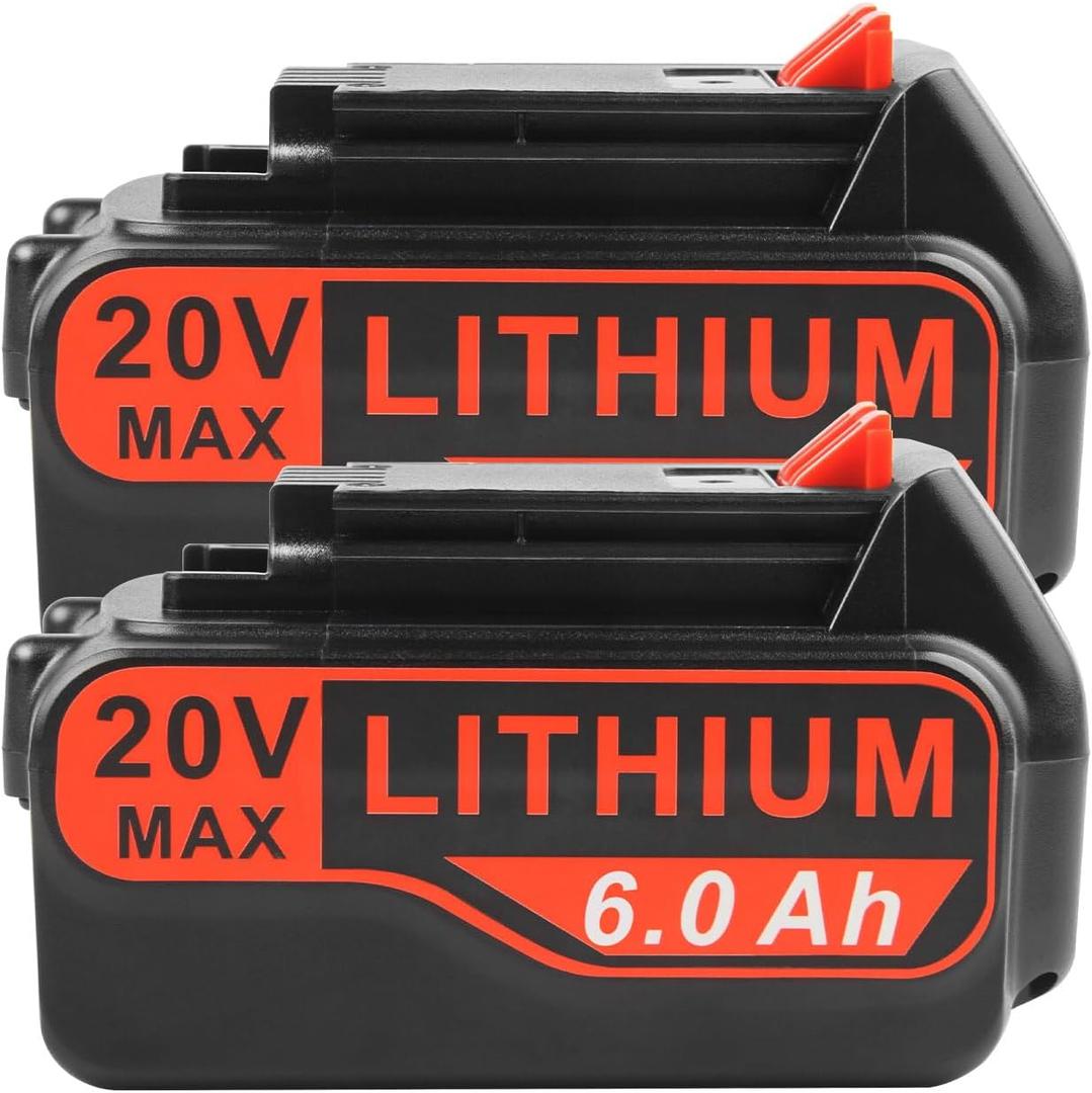 20V Max Battery Replacement for Black and Decker LBX4020 LBXR20 LBXR2020 6.0ah 2 Packs 20 Volt Lithium ion Battery Compatible with Black and Decker 20V Cordless Power Tools