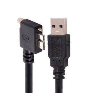 chenyang Micro USB 3.0 Cable USB 3.0 Type A Male to Micro B Male 90 Degree Left Angled Cable with Mount Panel Screws 3.0M
