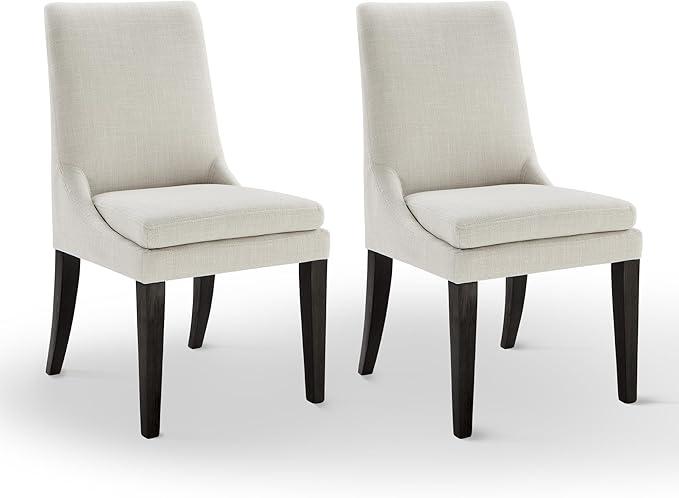 Upholstered Dining Chairs Modern Sidechair Performance Fabric High Back Armlesschair for Diningroom Kitchen,Cream,Set of 2(1 Box)