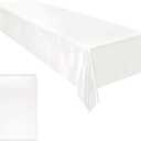 Ruisita Satin Party Tablecloth Table Cover 58 x 102 Inches Wedding Rectangle Bright Silk Tablecloth Table Cover Smooth Fabric Tablecloth Table Decor for Wedding Banquet Table Decoration, White 