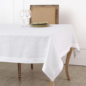 Solino Home White Linen Tablecloth 60 x 120 Inch - 100% Pure Linen Table Cloth for Rectangle Tables - Fete, Machine Washable Tablecloth for 4th of July, Father's Day, Summer